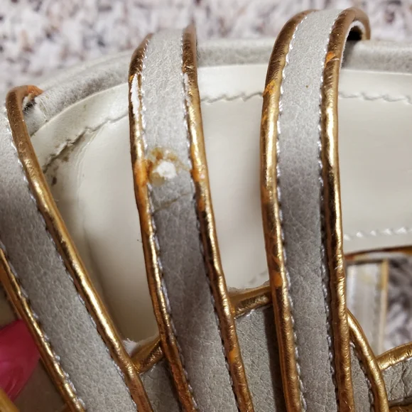 Shoe Dazzle Gold Accented Ankle Strap Heels - Picture 12 of 16